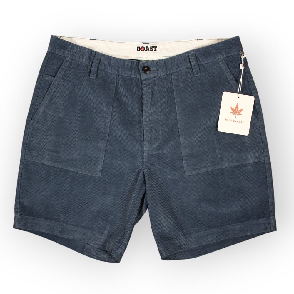 BOAST USA Mens 36 Patch Pocket Corduroy Short Blue NWT 7.5" Inseam
